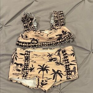 Janie and Jack Tan and Black Kids Swim Bikini Sz 4